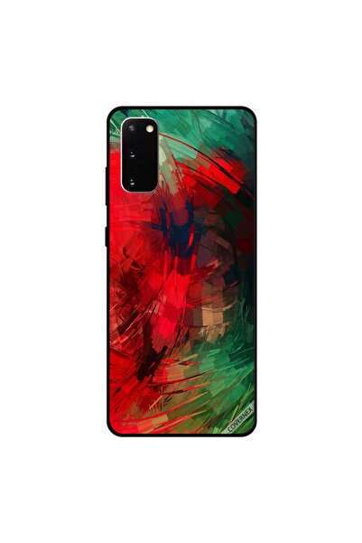 Covernex غطاء حماية لهاتف سامسونج جالكسي S20 بخطوط ريشية باللونين الأحمر والأخضر