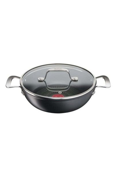 TEFAL Deep Frying Pan TEFAL Unlimited, 3.5 L, 26 cm, Aluminum, Lid, Thermo Signal, Black