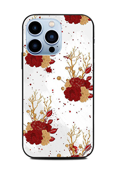 Covernex غطاء حماية لهاتف أبل آيفون 13 برو - زهور حمراء وذهبية