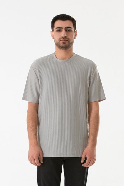 Fulla Moda Μπλουζάκι με ζακάρ και μπούστο τύπου crew neck