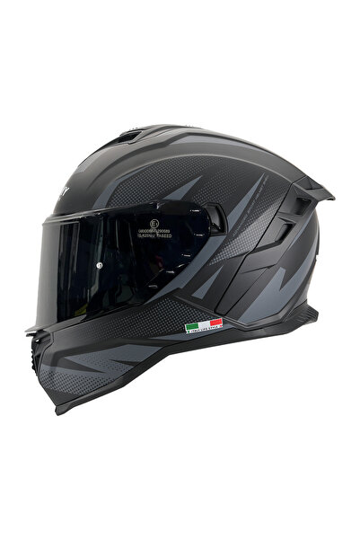 Sway SW 867 ASPHALT Siyah - Gri Kapalı Motosiklet Kaskı