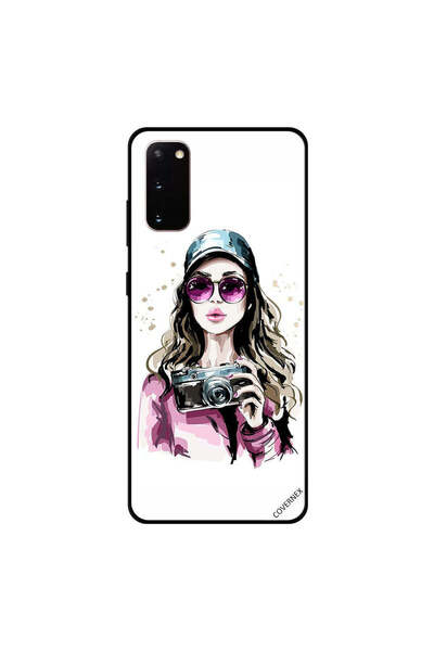 Covernex غطاء حماية لهاتف سامسونج جالكسي S20، فتاة زجاجية وردية جاهزة للالتقاط