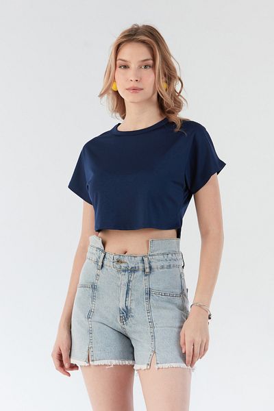 Fulla Moda Basic Bat Sleeve Crop T-Shirt