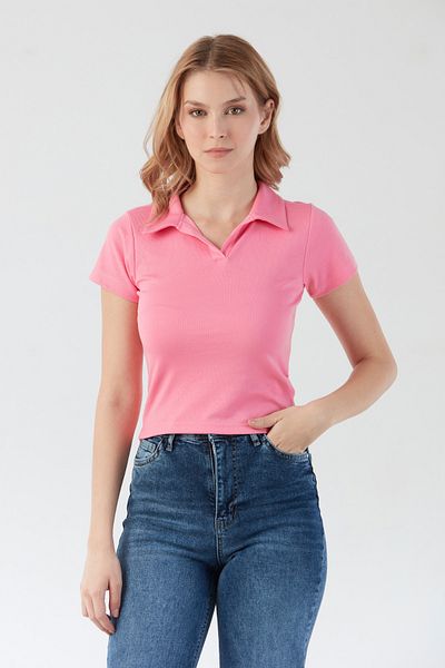 Fulla Moda Basic Polo T-Shirt με λαιμόκοψη