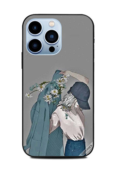Covernex غطاء حماية لهاتف Apple iPhone 13 Pro، فتاة ترتدي معطفًا مزهرًا