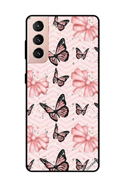 Covernex غطاء حماية لهاتف سامسونج جالاكسي S21 بلس - فراشات باللونين الأسود وا...