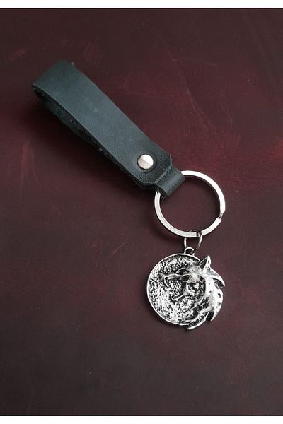 BSN Store Wolf Dragon Figure Genuine Leather Keychain Gift Keychain
