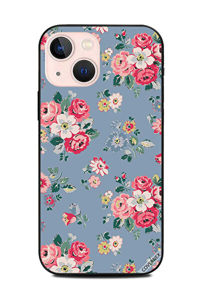 Covernex غطاء حماية لهاتف أبل آيفون 13 ميني، نمط زهور أزرق فاتح، خلفية