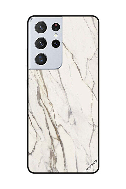 Covernex غطاء حماية لهاتف سامسونج جالاكسي S21 ألترا بنمط رخامي أبيض متشقق