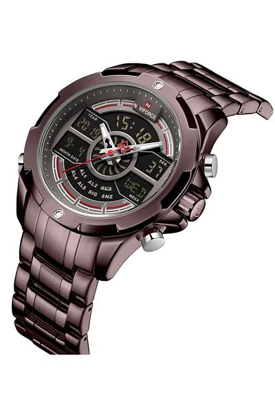 Naviforce Men's Multifunction Analog-Digital Sports Watch – 45mm Chronograph, Metal Strap, Waterproof