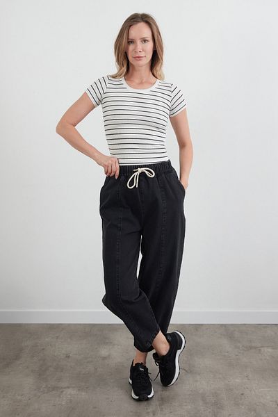 Fulla Moda Basic Striped Ribbed T-Shirt