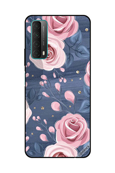 Covernex غطاء حماية لهاتف هواوي Y7A/P Smart 2021 بنقشة ورود وردية وأوراق رماد...