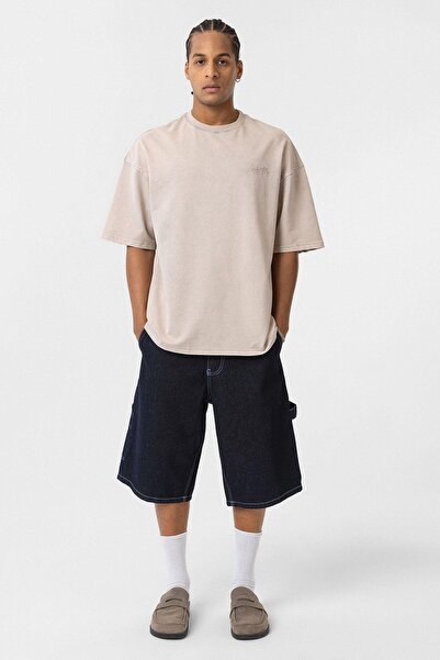 VAMOSCLO Πλενόμενο μπλουζάκι oversized Back με τύπωμα Stone