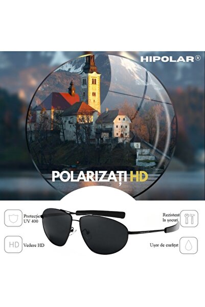 Hipolar Ochelari de soare polarizați, HIPOLAR ®, clasa 3, ramă metalică, lentilă neagră HD7, UV400, cu carcasă rezistentă la șocuri