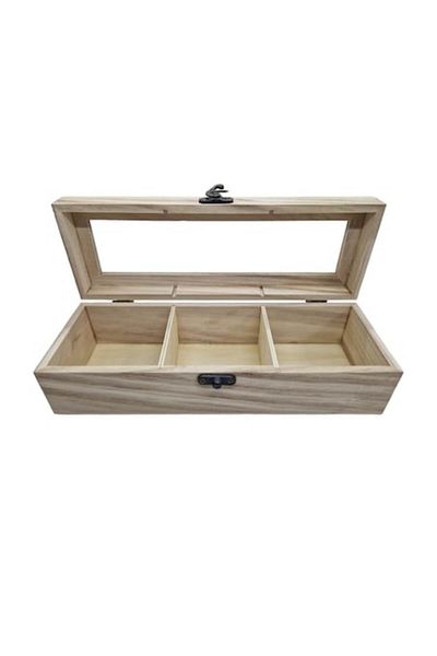 OEM Wooden Box With Glass Window 26cmx9cmx7cm