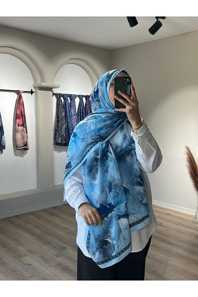 Merwiss Şal albastru Kraş cu model seră