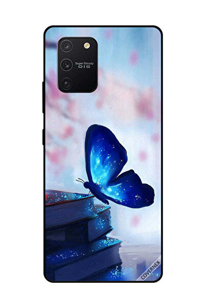 Covernex غطاء حماية لهاتف سامسونج جالاكسي S10 لايت، فراشة زرقاء داكنة على الكتب