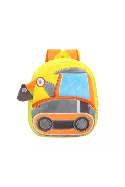 KERNOWSUN Ghiozdan din plus KERNOWSUN, model Escavator-Forator, prescolari, gradinita, cresa, galben