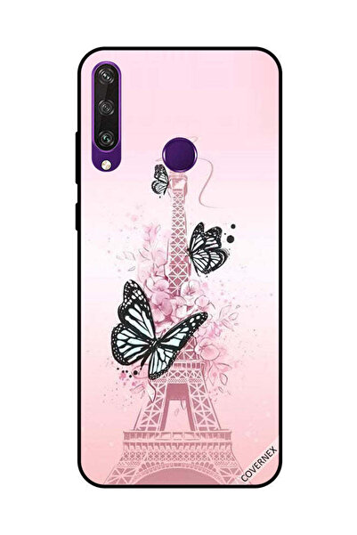Covernex غطاء حماية لهاتف هواوي Y6P برسومات فراشات سوداء على برج إيفيل