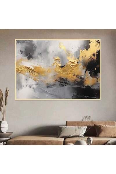 4gdran لوحة قماشية بتصميم الفن التشكيلي مع برواز ذهبي مجوف