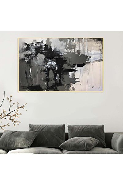 Marktna لوحة قماشية بتصميم الفن التجريدي مع برواز ذهبي مجوف