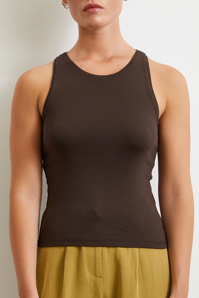 Never more Basic Crop Top Brown