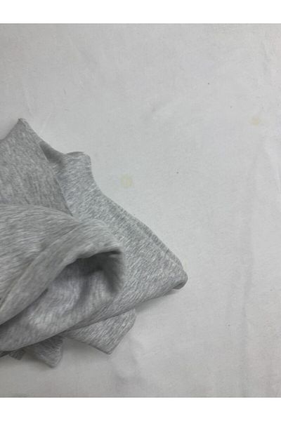 Yiğit Kumaş Gray Stretch Baby Ribana Combed Cotton Fabric, Piece 75X170 cm