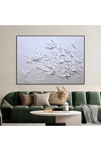 SND Canvas Wall Art Print Gypsum Board Design with Hollow Champagne Frame