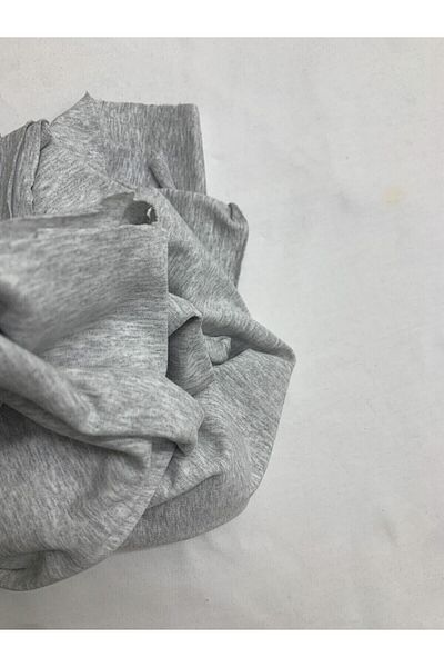 Yiğit Kumaş Gray Stretch Baby Ribana Combed Cotton Fabric, Piece 80X160 cm