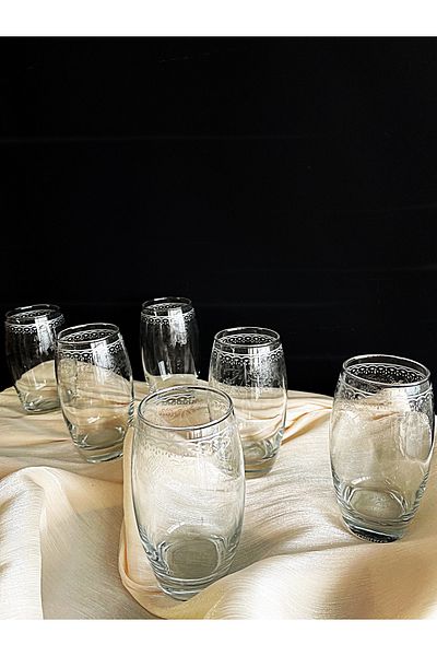 DECOSTYLE Barrel Silver Cup for Soft Drinks and Water 6 Pcs