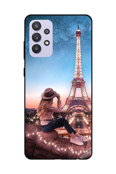 Covernex غطاء حماية لهاتف سامسونج جالاكسي A32 5G، فتاة قبعة بنية وبرج إيفيل
