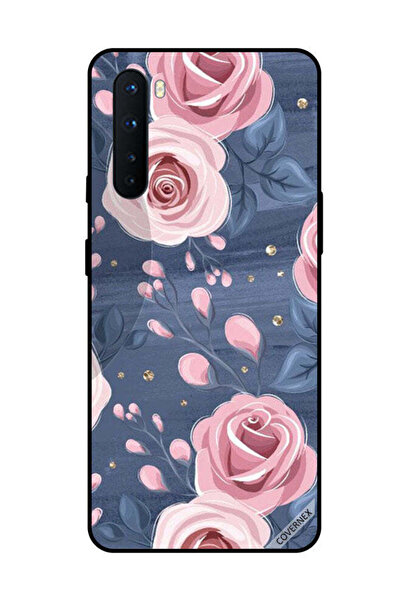 Covernex غطاء حماية لهاتف OnePlus Nord بنقشة ورود وردية وأوراق رمادية داكنة
