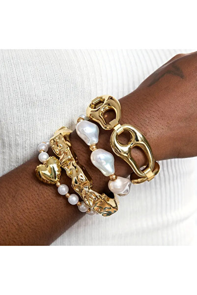 Girift Vintage Zenni 4 Adet Kadın Taşlı Bileklik Bilezik Seti