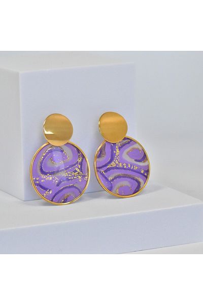 NARRU NARRU handmade earrings, round, lilac, purple and gold, Asha 10