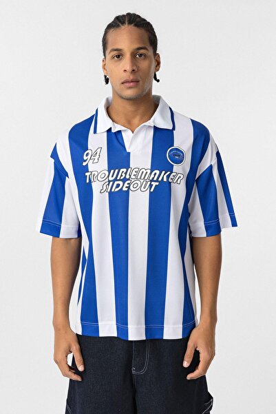 VAMOSCLO Μπλουζάκι με λαιμόκοψη oversized μπλε κοβαλτίου