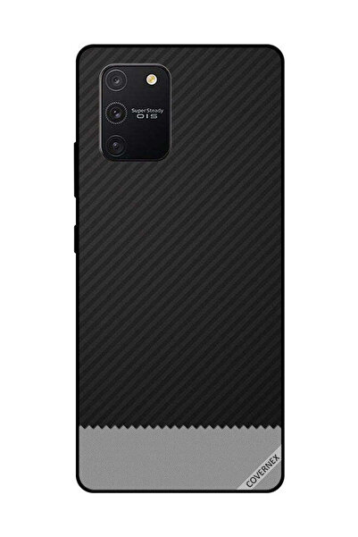 Covernex غطاء حماية لهاتف سامسونج جالاكسي S10 لايت بنمط خطوط سوداء ورمادية