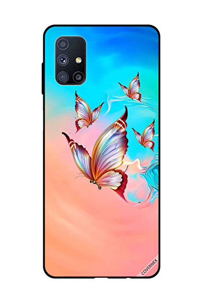 Covernex غطاء حماية لهاتف سامسونج جالاكسي M51، فراشات تحلق فوق لون الطلاء