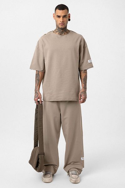 VAMOSCLO Label Detailed Oversize Tracksuit Suit Mink