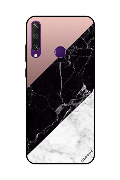 Covernex غطاء حماية لهاتف هواوي Y6P، أبيض وأسود، الجزء العلوي من الرخام، بنمط...