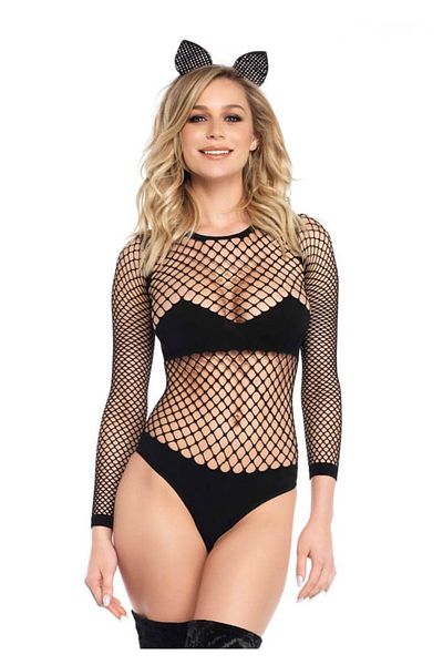 Leg Avenue Body, Leg Avenue, Naughty Kitty, negru S/M