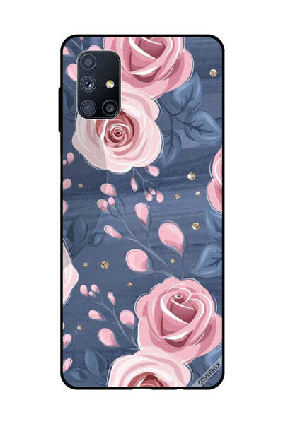 Covernex غطاء حماية لهاتف سامسونج جالاكسي M51 بنقشة ورود وردية وأوراق رمادية ...