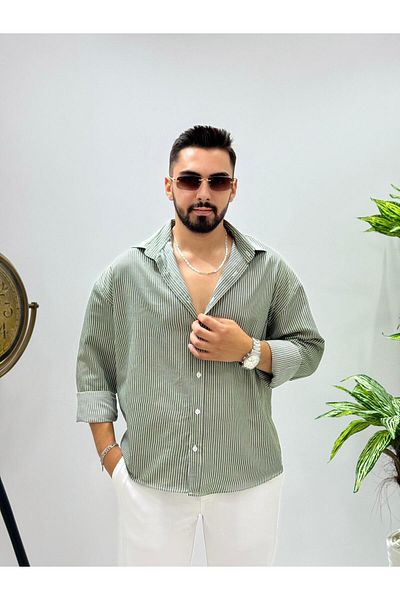 JACK CAPRİO Мъжка риза с тънки райета от златист плат, италианска кройка, мъжка риза с голям размер, модел