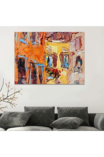 4gdran لوحة قماشية بتصميم الفن التشكيلي مع برواز خشبي مخفي