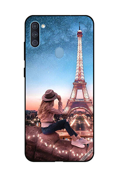 Covernex غطاء حماية لهاتف سامسونج جالاكسي A11 - فتاة قبعة بنية وبرج إيفيل
