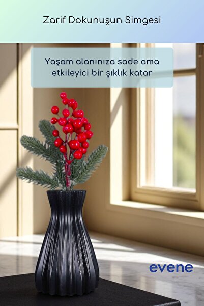 Evene Vazo Küçük Vazo Masa Üstü Vazo Ev Dekorasyon Vazo Siyah Renk Model 73