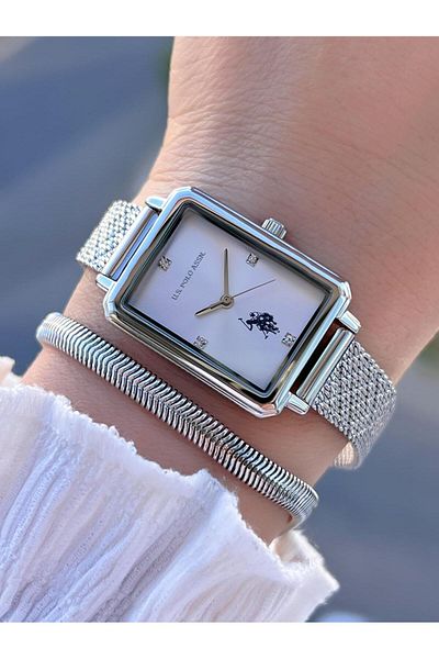 U.S. Polo Assn. U.S.Polo Assn Steel Cord 5 Atm Water Resistant Women Wrist Watch+Bracelet Gift Uspa.2083.G01