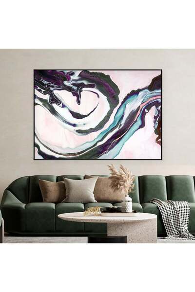 4gdran لوحة قماشية بتصميم تجريدي مع برواز أسود مجوف