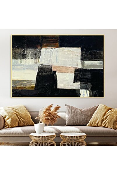 4gdran لوحة قماشية بتصميم الفن التشكيلي مع برواز ذهبي مجوف