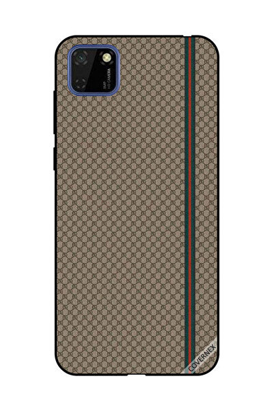 Covernex غطاء حماية لهاتف هواوي Y5P بخطوط حمراء وخضراء على نمط بني