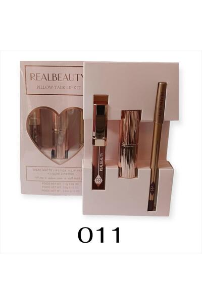 real beauty طقم شفاه فاخر من ريال بيوتي – 3 قطع لإطلالة جذابة تدوم طول اليوم الوان-011